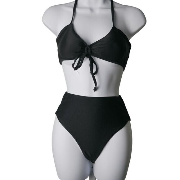 Magnolia Place Women's High Waisted Tummy Control Halter 2-Piece Bikini SET S - Picture 1 of 7